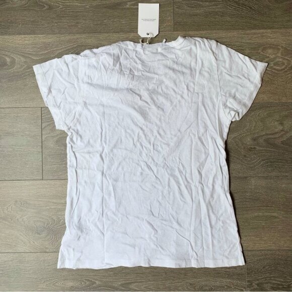 Revolve LNA Raw Tie Tee T-Shirt Short Sleeve Front tie V-neck Relaxed fit White - Picture 11 of 12
